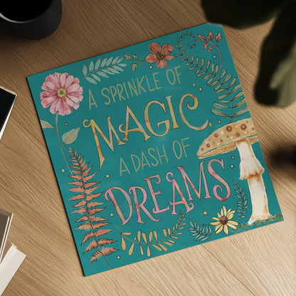 Garden Fairies Blue X by Anne Tavoletti. Shown as a detailed flat fine art print, highlighting archival giclee quality. Available as an archival giclee rolled canvas, fine art paper, or poster print. SKU 95350a.