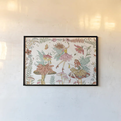 Garden Fairies I by Anne Tavoletti. shown as a paper print in a black flame. Available as a archival giclee rolled canvas, fine art paper, or poster print. SKU 94905i.