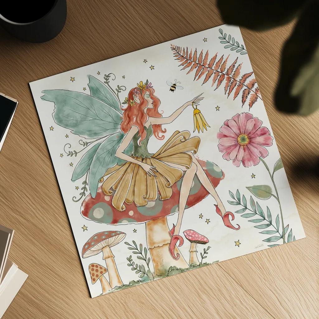 Garden Fairies III by Anne Tavoletti. Shown as a detailed flat fine art print, highlighting archival giclee quality. Available as an archival giclee rolled canvas, fine art paper, or poster print. SKU 94907a.