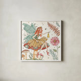 Garden Fairies III by Anne Tavoletti. Shown in a crisp white glass frame for a clean and minimalist style. Available as an archival giclee rolled canvas, fine art paper, or poster print. SKU 94907a.
