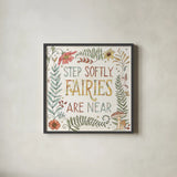 Garden Fairies IX by Anne Tavoletti. Shown in a sleek black glass frame for a contemporary gallery look. Available as an archival giclee rolled canvas, fine art paper, or poster print. SKU 94913a.