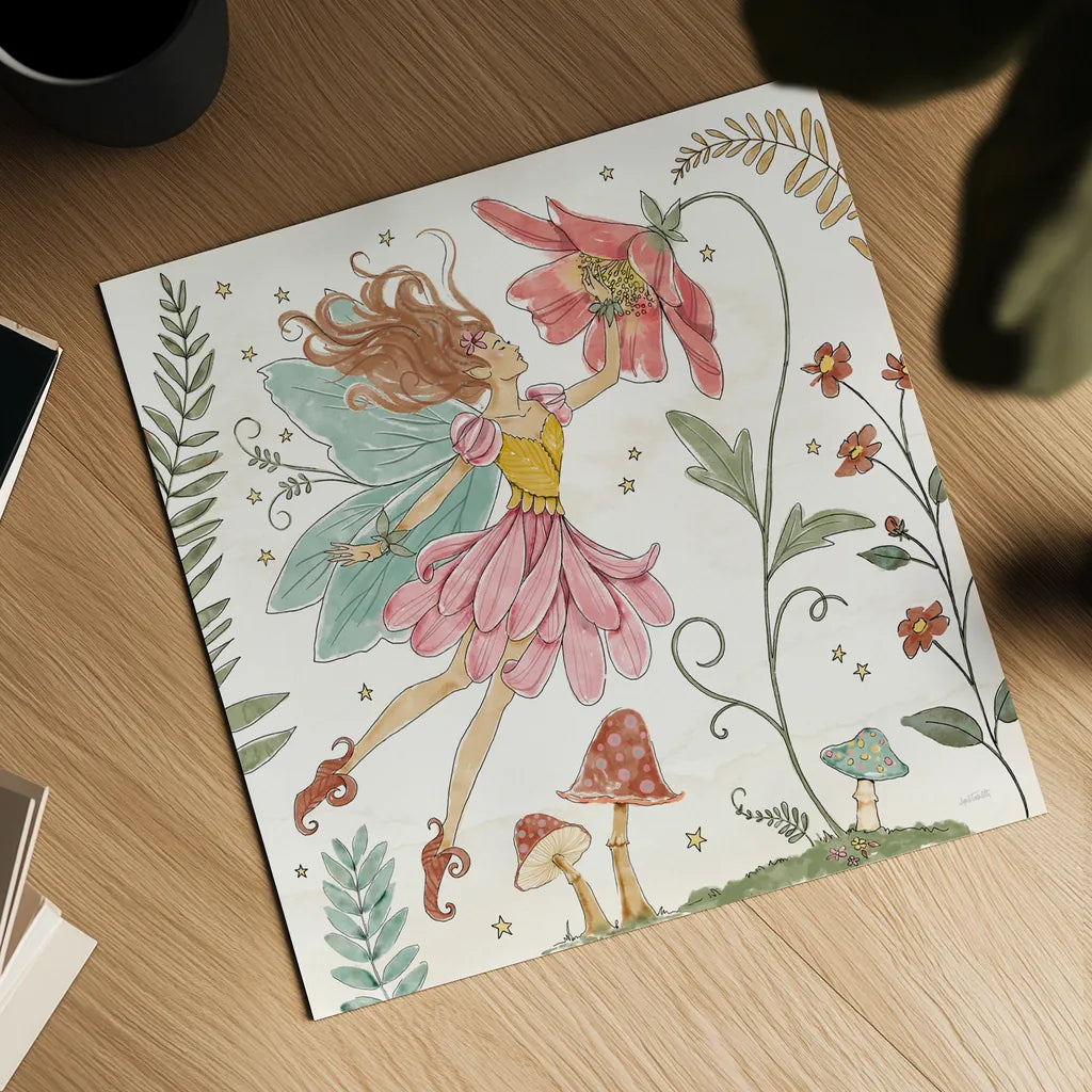 Garden Fairies V by Anne Tavoletti. Shown as a detailed flat fine art print, highlighting archival giclee quality. Available as an archival giclee rolled canvas, fine art paper, or poster print. SKU 94909a.