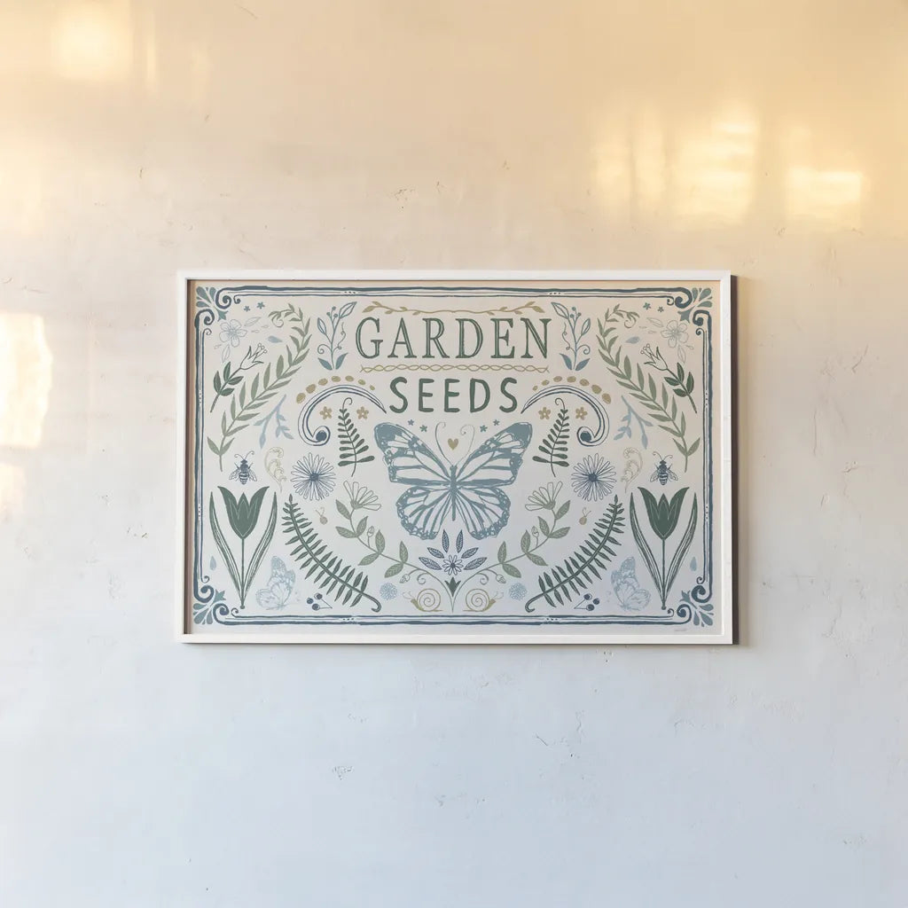 Garden Tones I by Anne Tavoletti. shown as a paper print in a white frame. Available as a archival giclee rolled canvas, fine art paper, or poster print. SKU 84856i.