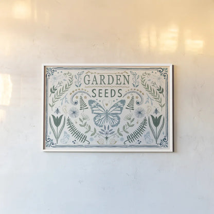 Garden Tones I by Anne Tavoletti. shown as a paper print in a white frame. Available as a archival giclee rolled canvas, fine art paper, or poster print. SKU 84856i.