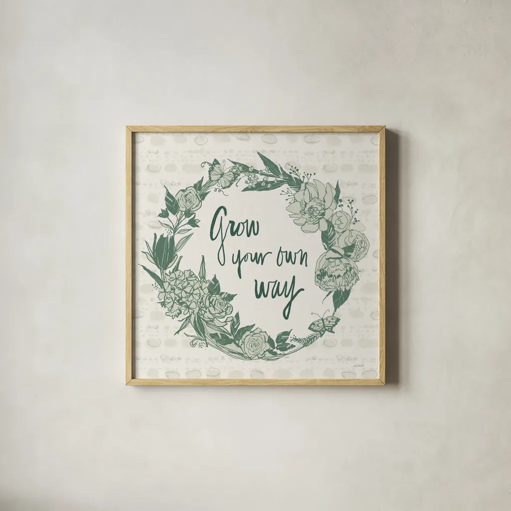 Garden Tones IV by Anne Tavoletti. Shown in a natural wood glass frame for a timeless modern aesthetic. Available as an archival giclee rolled canvas, fine art paper, or poster print. SKU 84859a.