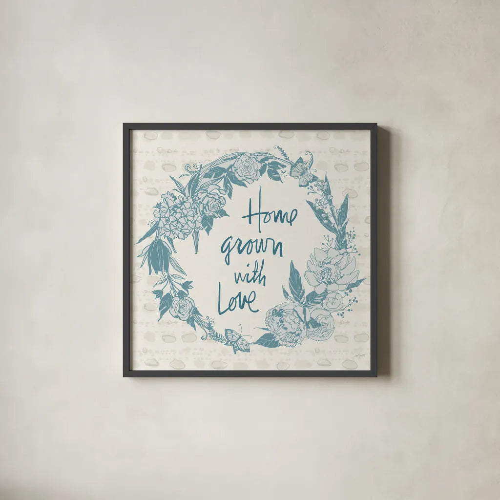 Garden Tones V by Anne Tavoletti. Shown in a sleek black glass frame for a contemporary gallery look. Available as an archival giclee rolled canvas, fine art paper, or poster print. SKU 84860a.