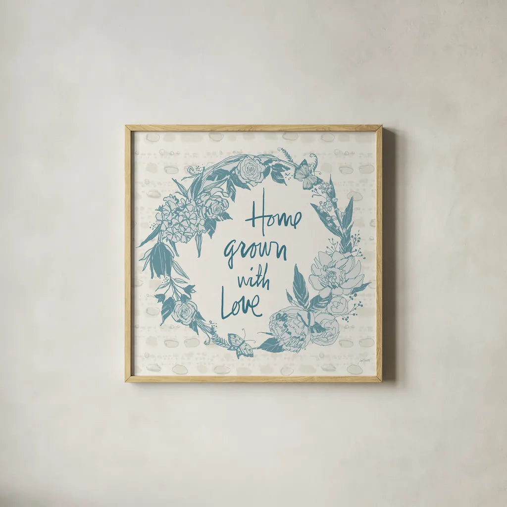 Garden Tones V by Anne Tavoletti. Shown in a natural wood glass frame for a timeless modern aesthetic. Available as an archival giclee rolled canvas, fine art paper, or poster print. SKU 84860a.