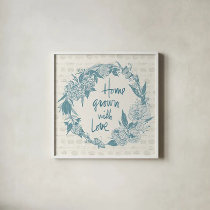 Garden Tones V by Anne Tavoletti. Shown in a crisp white glass frame for a clean and minimalist style. Available as an archival giclee rolled canvas, fine art paper, or poster print. SKU 84860a.