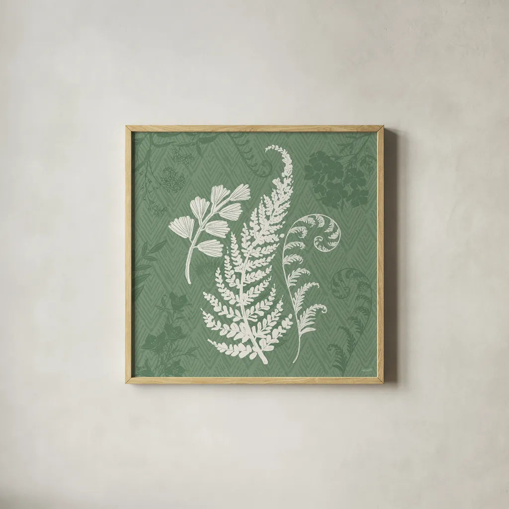 Garden Tones X by Anne Tavoletti. Shown in a natural wood glass frame for a timeless modern aesthetic. Available as an archival giclee rolled canvas, fine art paper, or poster print. SKU 84865a.