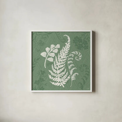 Garden Tones X by Anne Tavoletti. Shown in a crisp white glass frame for a clean and minimalist style. Available as an archival giclee rolled canvas, fine art paper, or poster print. SKU 84865a.