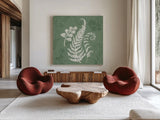 Garden Tones X by Anne Tavoletti. Shown as extra-large giant wall art in a modern living room. Available as an archival giclee rolled canvas, fine art paper, or poster print. SKU 84865a.