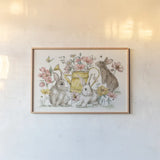Garden Whispers I by Anne Tavoletti. shown as a paper print in a natural frame. Available as a archival giclee rolled canvas, fine art paper, or poster print. SKU 95092i.