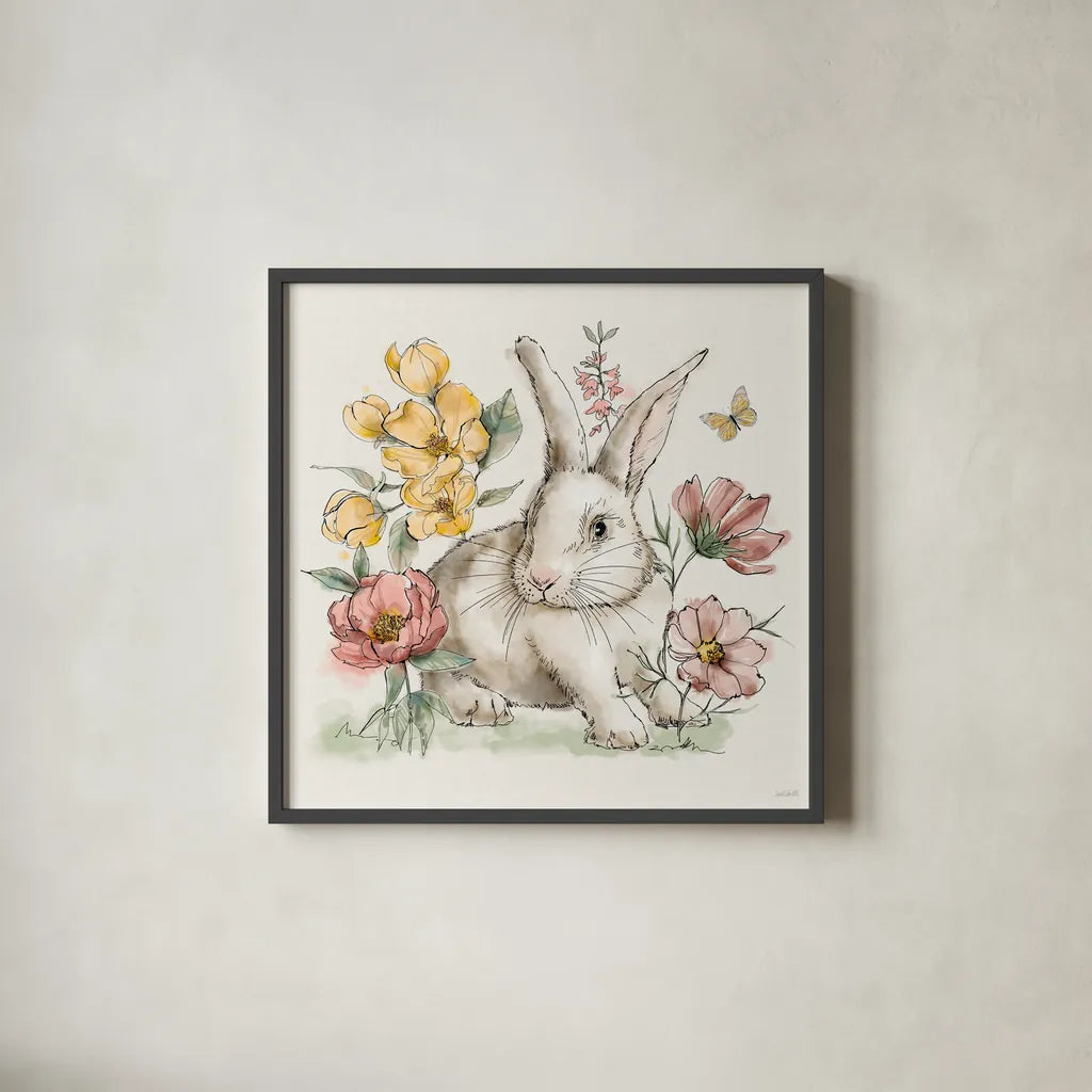 Garden Whispers II by Anne Tavoletti. Shown in a sleek black glass frame for a contemporary gallery look. Available as an archival giclee rolled canvas, fine art paper, or poster print. SKU 95093a.