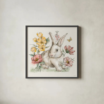 Garden Whispers II by Anne Tavoletti. Shown in a sleek black glass frame for a contemporary gallery look. Available as an archival giclee rolled canvas, fine art paper, or poster print. SKU 95093a.