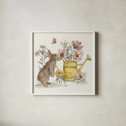 Garden Whispers IV by Anne Tavoletti. Shown in a crisp white glass frame for a clean and minimalist style. Available as an archival giclee rolled canvas, fine art paper, or poster print. SKU 95095a.