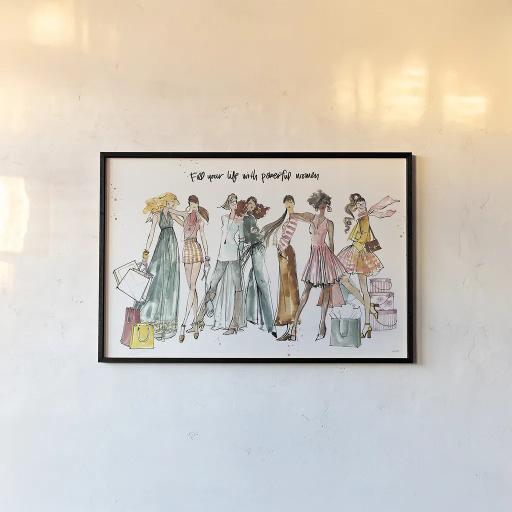 Girlfriends I by Anne Tavoletti. shown as a paper print in a black flame. Available as a archival giclee rolled canvas, fine art paper, or poster print. SKU 71627i.