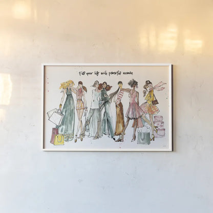Girlfriends I by Anne Tavoletti. shown as a paper print in a white frame. Available as a archival giclee rolled canvas, fine art paper, or poster print. SKU 71627i.