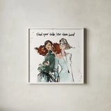 Girlfriends III by Anne Tavoletti. Shown in a crisp white glass frame for a clean and minimalist style. Available as an archival giclee rolled canvas, fine art paper, or poster print. SKU 71629a.