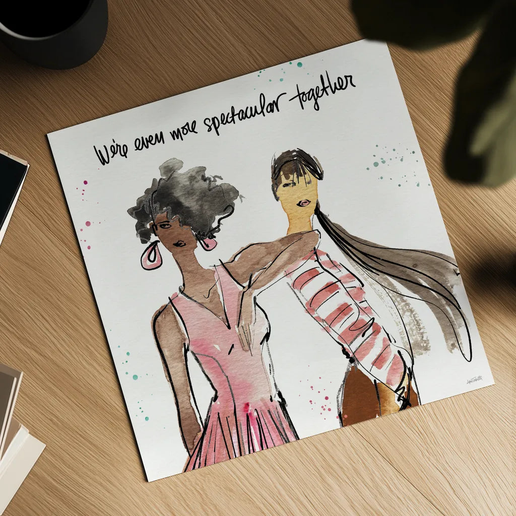 Girlfriends IV by Anne Tavoletti. Shown as a detailed flat fine art print, highlighting archival giclee quality. Available as an archival giclee rolled canvas, fine art paper, or poster print. SKU 71630a.