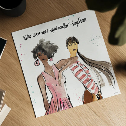 Girlfriends IV by Anne Tavoletti. Shown as a detailed flat fine art print, highlighting archival giclee quality. Available as an archival giclee rolled canvas, fine art paper, or poster print. SKU 71630a.