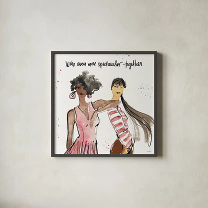 Girlfriends IV by Anne Tavoletti. Shown in a sleek black glass frame for a contemporary gallery look. Available as an archival giclee rolled canvas, fine art paper, or poster print. SKU 71630a.