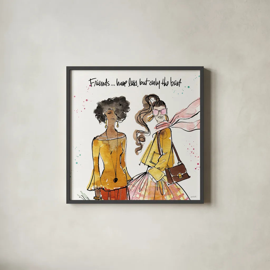 Girlfriends V by Anne Tavoletti. Shown in a sleek black glass frame for a contemporary gallery look. Available as an archival giclee rolled canvas, fine art paper, or poster print. SKU 71631a.