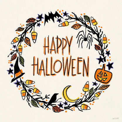 Halloween Wreath II by Anne Tavoletti. SKU 77348a. Archival Giclee Fine art print for wall decor.