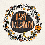 Halloween Wreath II Watercolor by Anne Tavoletti. SKU 80725a. Archival Giclee Fine art print for wall decor.