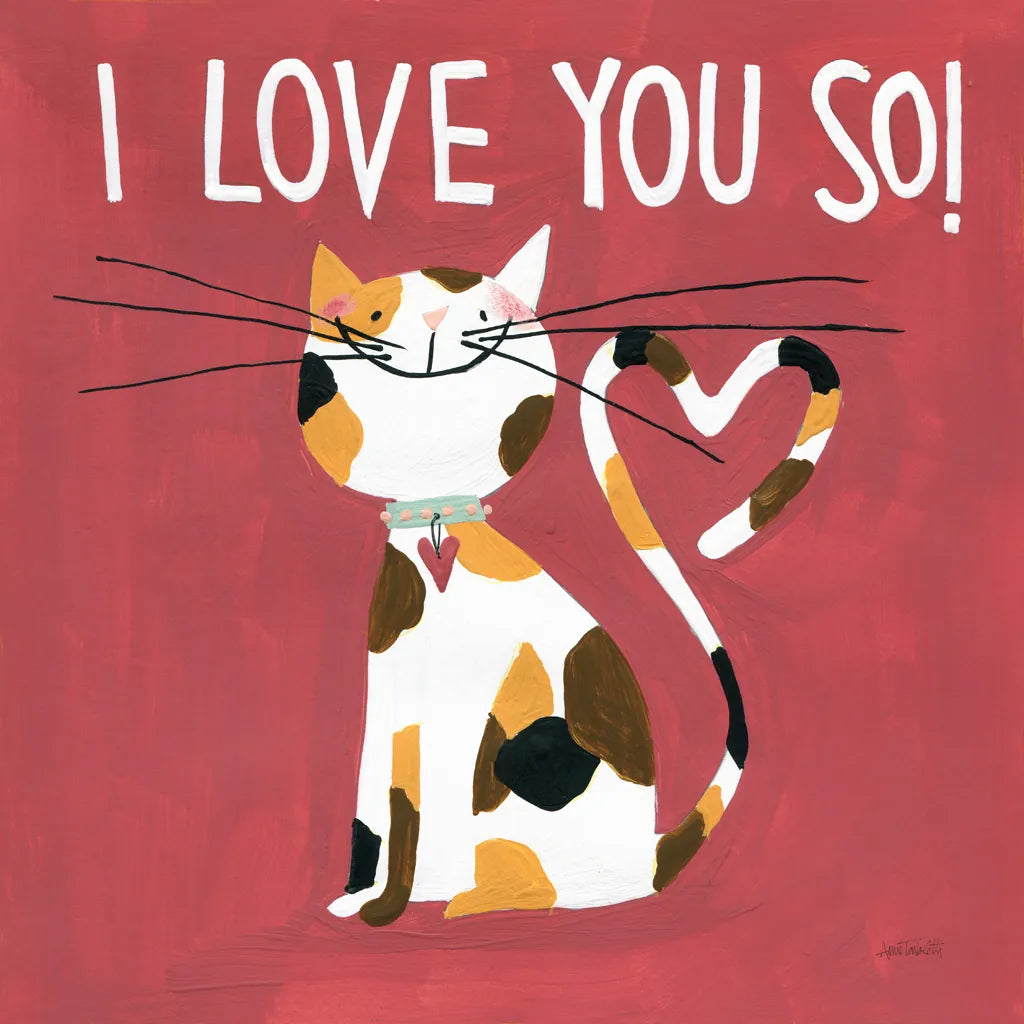 Happy Cats I Love You So by Anne Tavoletti. SKU 13552a. Archival Giclee Fine art print for wall decor.