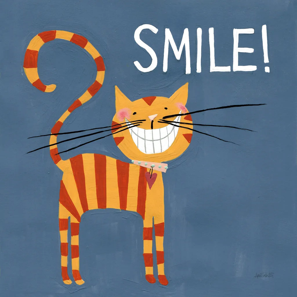 Happy Cats Smile by Anne Tavoletti. SKU 16759a. Archival Giclee Fine art print for wall decor.