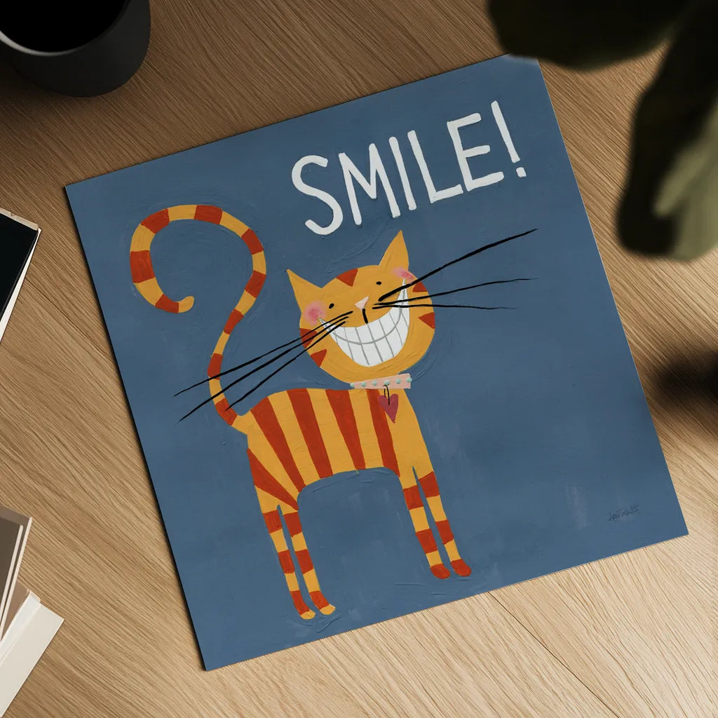 Happy Cats Smile by Anne Tavoletti. Shown as a detailed flat fine art print, highlighting archival giclee quality. Available as an archival giclee rolled canvas, fine art paper, or poster print. SKU 16759a.