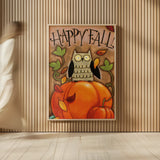 Happy Fall by Anne Tavoletti. shown as over sized large wall art. Available as an archival giclee rolled canvas, fine art paper, or poster print. SKU 12571h.