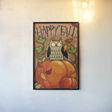 Happy Fall by Anne Tavoletti. shown as a paper print in a black flame. Available as a archival giclee rolled canvas, fine art paper, or poster print. SKU 12571h.