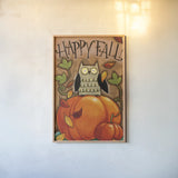 Happy Fall by Anne Tavoletti. shown as a paper print in a natural frame. Available as a archival giclee rolled canvas, fine art paper, or poster print. SKU 12571h.