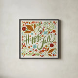 Happy Fall I by Anne Tavoletti. Shown in a sleek black glass frame for a contemporary gallery look. Available as an archival giclee rolled canvas, fine art paper, or poster print. SKU 65840a.