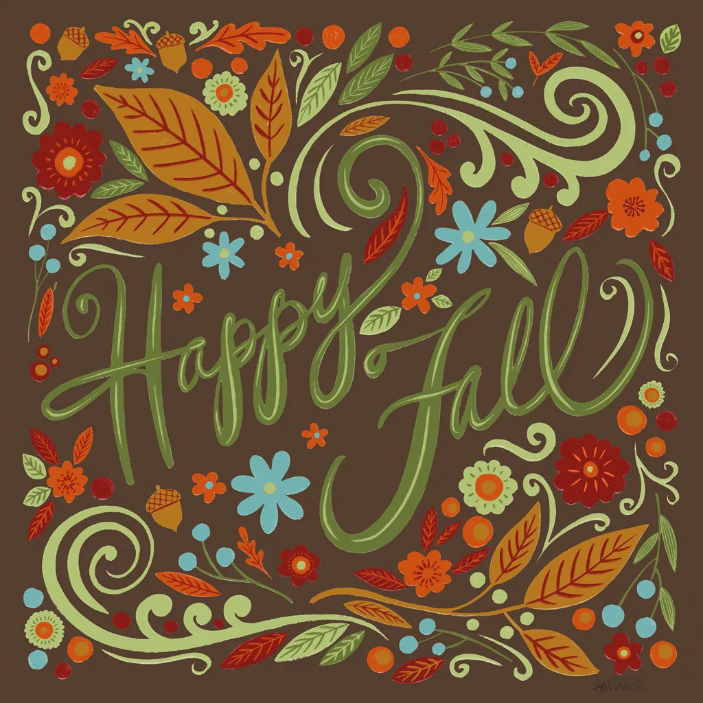 Happy Fall I Dark by Anne Tavoletti. SKU 65841a. Archival Giclee Fine art print for wall decor.