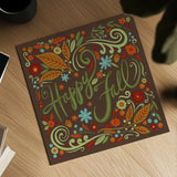 Happy Fall I Dark by Anne Tavoletti. Shown as a detailed flat fine art print, highlighting archival giclee quality. Available as an archival giclee rolled canvas, fine art paper, or poster print. SKU 65841a.