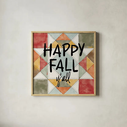 Happy Harvest Fun IX by Anne Tavoletti. Shown in a natural wood glass frame for a timeless modern aesthetic. Available as an archival giclee rolled canvas, fine art paper, or poster print. SKU 87257a.