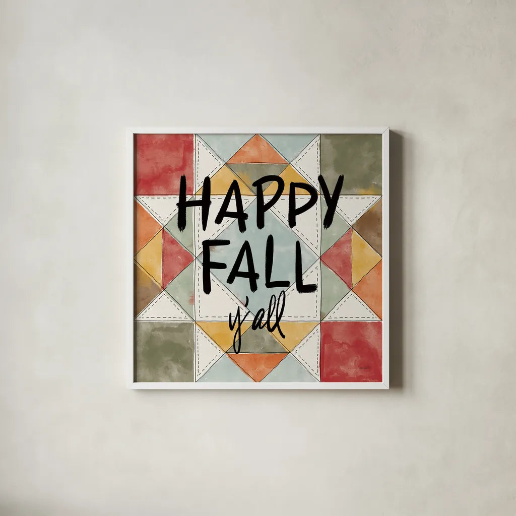 Happy Harvest Fun IX by Anne Tavoletti. Shown in a crisp white glass frame for a clean and minimalist style. Available as an archival giclee rolled canvas, fine art paper, or poster print. SKU 87257a.