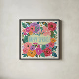 Happy Spring I by Anne Tavoletti. Shown in a sleek black glass frame for a contemporary gallery look. Available as an archival giclee rolled canvas, fine art paper, or poster print. SKU 74921a.