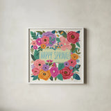 Happy Spring I by Anne Tavoletti. Shown in a crisp white glass frame for a clean and minimalist style. Available as an archival giclee rolled canvas, fine art paper, or poster print. SKU 74921a.