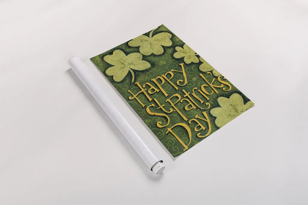 Happy St Patricks Day by Anne Tavoletti. shown as a rolled paper print. Available as archival giclee rolled canvas, fine art paper, or poster print. SKU 56646h.