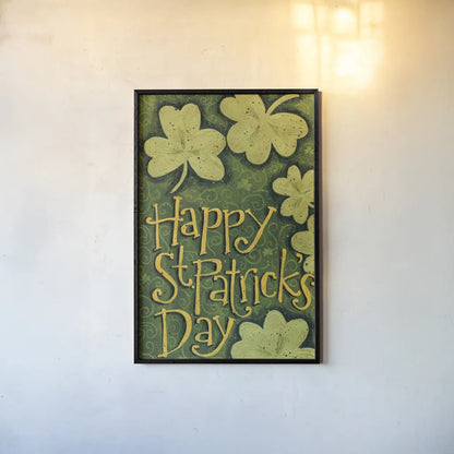 Happy St Patricks Day by Anne Tavoletti. shown as a paper print in a black flame. Available as a archival giclee rolled canvas, fine art paper, or poster print. SKU 56646h.