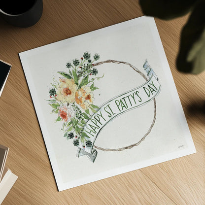 Happy St.Pattys Day I by Anne Tavoletti. Shown as a detailed flat fine art print, highlighting archival giclee quality. Available as an archival giclee rolled canvas, fine art paper, or poster print. SKU 68561a.