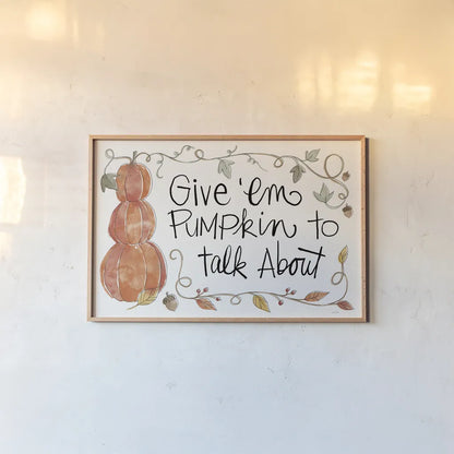 Harvest Fun I by Anne Tavoletti. shown as a paper print in a natural frame. Available as a archival giclee rolled canvas, fine art paper, or poster print. SKU 87200i.