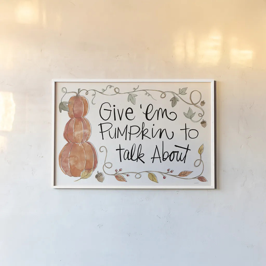 Harvest Fun I by Anne Tavoletti. shown as a paper print in a white frame. Available as a archival giclee rolled canvas, fine art paper, or poster print. SKU 87200i.