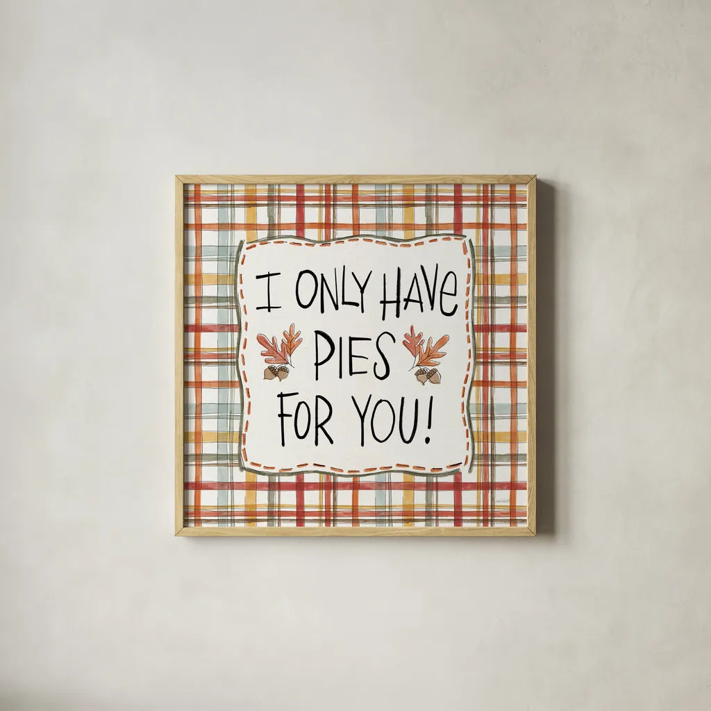 Harvest Fun II by Anne Tavoletti. Shown in a natural wood glass frame for a timeless modern aesthetic. Available as an archival giclee rolled canvas, fine art paper, or poster print. SKU 87201a.