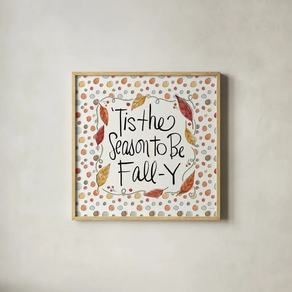 Harvest Fun III by Anne Tavoletti. Shown in a natural wood glass frame for a timeless modern aesthetic. Available as an archival giclee rolled canvas, fine art paper, or poster print. SKU 87202a.