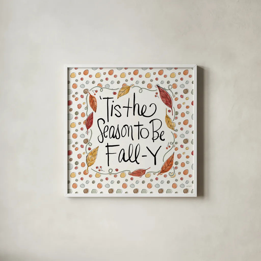 Harvest Fun III by Anne Tavoletti. Shown in a crisp white glass frame for a clean and minimalist style. Available as an archival giclee rolled canvas, fine art paper, or poster print. SKU 87202a.