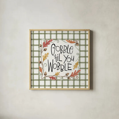 Harvest Fun V by Anne Tavoletti. Shown in a natural wood glass frame for a timeless modern aesthetic. Available as an archival giclee rolled canvas, fine art paper, or poster print. SKU 87204a.